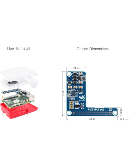 PoE HAT (G) Waveshare para Raspberry Pi 5 con Caja Oficial PoE HAT (G) Waveshare para Raspberry Pi 5 con Caja Oficial