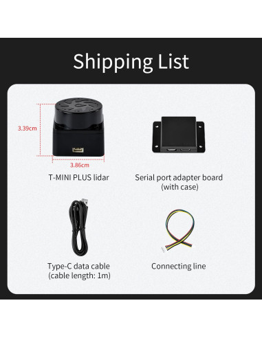 Sensor Lidar Yahboom T-MINI Plus 12m 360 para Robots