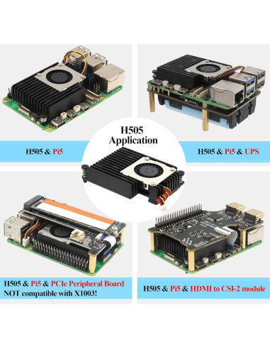 Caja de Metal Geekworm P579-V2 + Fuente PD27W + Enfriador H505 para Raspberry Pi 5
