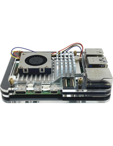 Caja Acrílica para Raspberry Pi 5 WEIYIXING con Enfriador Activo