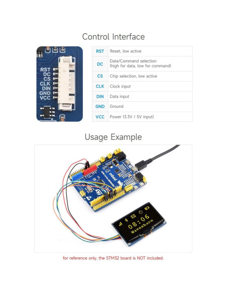 Módulo de Pantalla OLED 2.42" Waveshare Amarillo SPI/I2C Módulo de Pantalla OLED 2.42" Waveshare Amarillo SPI/I2C