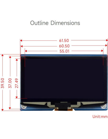 Módulo de Pantalla OLED 2.42" Waveshare Amarillo SPI/I2C Módulo de Pantalla OLED 2.42" Waveshare Amarillo SPI/I2C