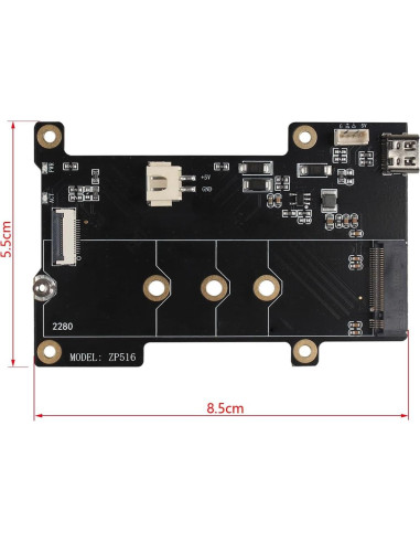 Placa Periférica PCIe M.2 NVMe ZDE ZP516 para Raspberry Pi 5