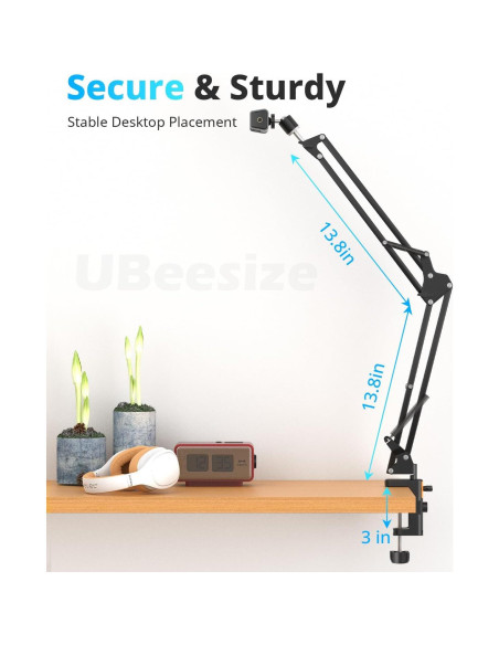 Soporte de Teléfono UBeesize UB-HKXB01BK Ajustable para Webcam Soporte de Teléfono UBeesize UB-HKXB01BK Ajustable para Webcam