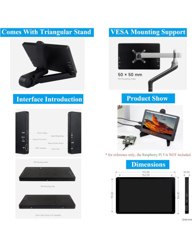 Pantalla Táctil Capacitiva 7" UeeKKoo 1280x800 HDMI Type-C