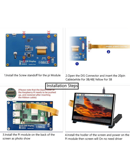 Monitor Táctil 5" DIGISHUO LCD IPS DSI 800x480 para Raspberry Pi Monitor Táctil 5" DIGISHUO LCD IPS DSI 800x480 para Raspberry Pi