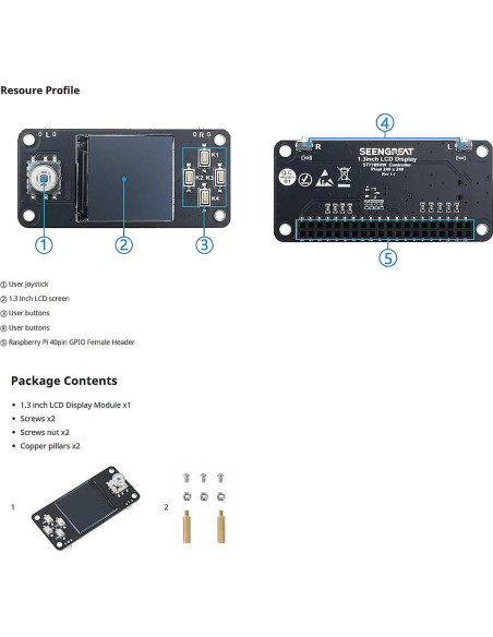 Pantalla LCD 1.3" xicolee ST7789 240x240 RGB para Raspberry Pi Pantalla LCD 1.3" xicolee ST7789 240x240 RGB para Raspberry Pi