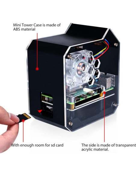 Kit Torre NAS Mini GeeekPi para Raspberry Pi 4 con Enfriador RGB Kit Torre NAS Mini GeeekPi para Raspberry Pi 4 con Enfriador RGB