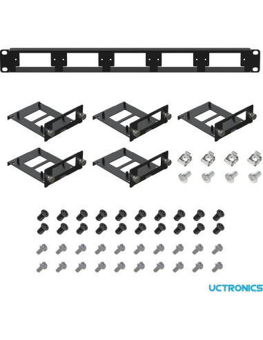 UCTRONICS Rack 19" 1U para 5 Raspberry Pi y 5 SSDs 2.5"