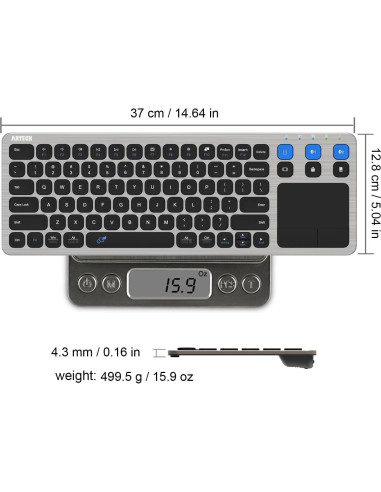 Teclado Inalámbrico Arteck HD197 con Touchpad y Control de Medios