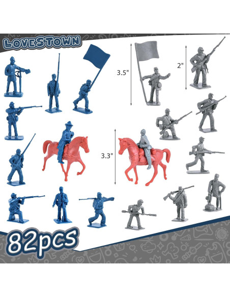 Juguetes de Soldados de Guerra Civil LOVESTOWN 82PCS Juguetes de Soldados de Guerra Civil LOVESTOWN 82PCS