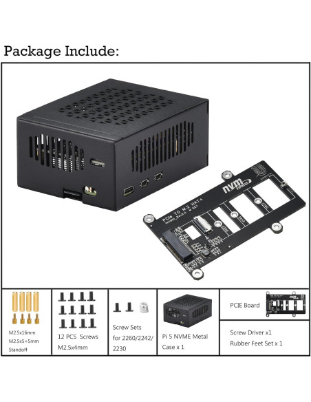 Caja de metal iUniker para Raspberry Pi 5 con placa NVMe Caja de metal iUniker para Raspberry Pi 5 con placa NVMe