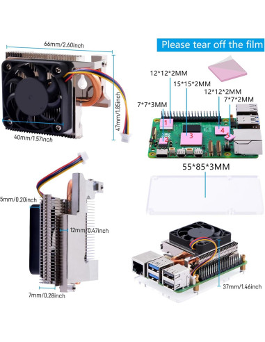 Enfriador GeeekPi para Raspberry Pi 5 con Ventilador 40mm