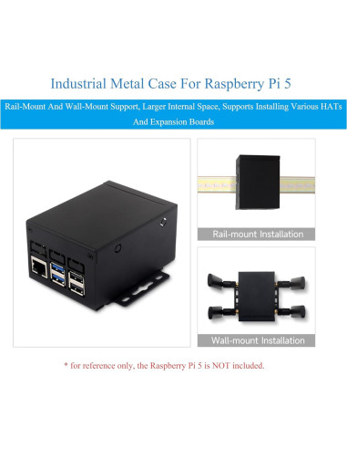 Caja de Metal UeeKKoo para Raspberry Pi 5 con Soporte de Ventilador