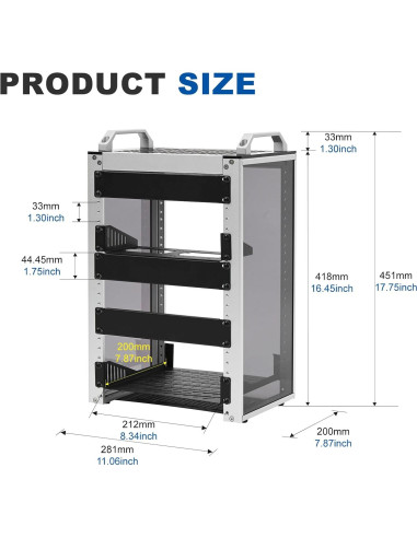 Gabinete de Servidor 8U GeeekPi RackMate T1 25.4 cm Aluminio