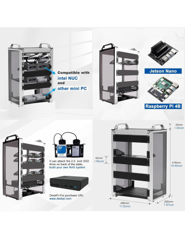 Gabinete de Servidor 8U GeeekPi RackMate T1 25.4 cm Aluminio