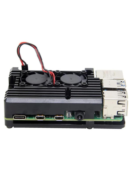 Caja de Aluminio ODS675 con Doble Ventilador para Raspberry Pi 4 B Caja de Aluminio ODS675 con Doble Ventilador para Raspberry Pi 4 B
