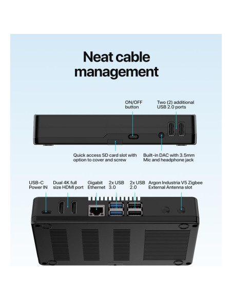 Caja Argon ONE V5 para Raspberry Pi 5 con M.2 NVMe Caja Argon ONE V5 para Raspberry Pi 5 con M.2 NVMe