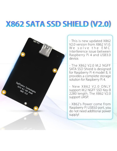 Placa de Expansión GeeekPi X862 V2.0 para Raspberry Pi 4B SSD M.2
