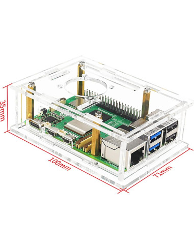 Caja Acrílica Transparente con Ventilador para Raspberry Pi 5