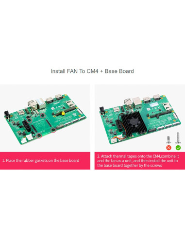 Ventilador de Refrigeración Waveshare CM4 8000 RPM con Cintas Térmicas