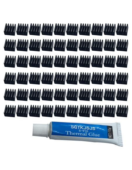 Kit de 60 Mini Disipadores de Calor Aluminio Negro 8.8x8.8x5mm Kit de 60 Mini Disipadores de Calor Aluminio Negro 8.8x8.8x5mm