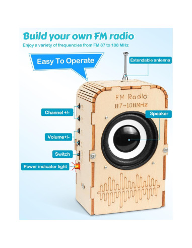 Kit de Ciencia Poraxy para Niños 8-12 Años - Altavoz Bluetooth y Radio FM
