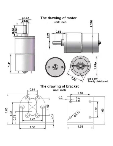 Motor de Engranaje Bringsmart JGB37-520 12V 100RPM Soporte
