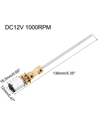 Motor de engranaje N20 12V 1000RPM uxcell eje largo 100x3mm