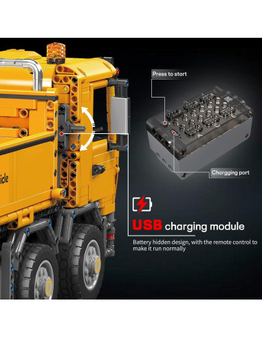 Grúa Autocargable Mould King 17050 4012 Piezas Control Remoto