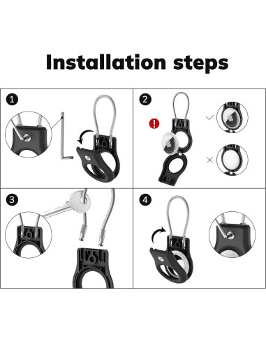 Soporte para llavero AirTag Fiuned - Funda anti-pérdida con cable