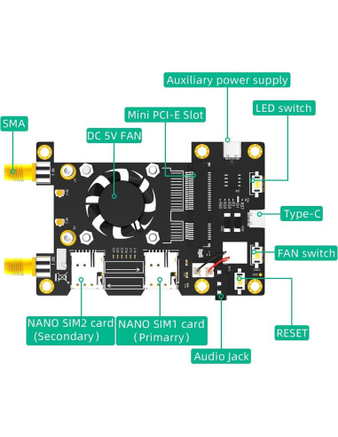 3G 4G LTE Base HAT Yunir para Raspberry Pi y Tinker Board