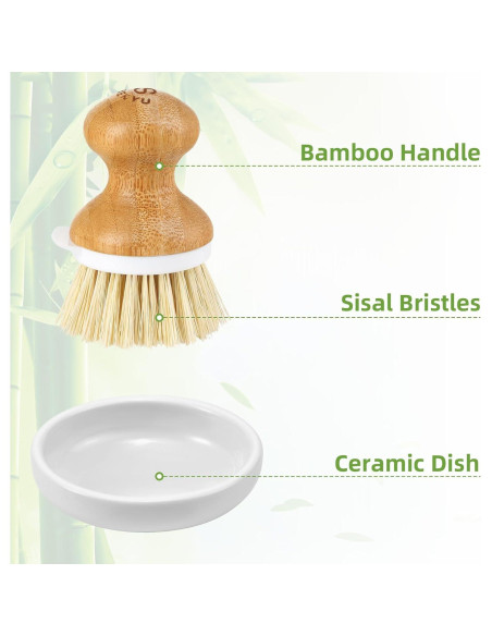 Cepillo de Limpieza de Platos SUBEKYU de Bambú con Raspador Cepillo de Limpieza de Platos SUBEKYU de Bambú con Raspador