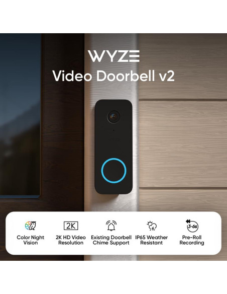 Timbre de Video WYZE V2 2K con Audio Bidireccional IP65 Timbre de Video WYZE V2 2K con Audio Bidireccional IP65