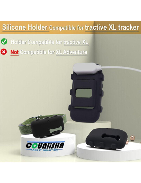 Soporte de Silicona Counlisha para Rastreador GPS Tractive XL Negro Soporte de Silicona Counlisha para Rastreador GPS Tractive XL Negro