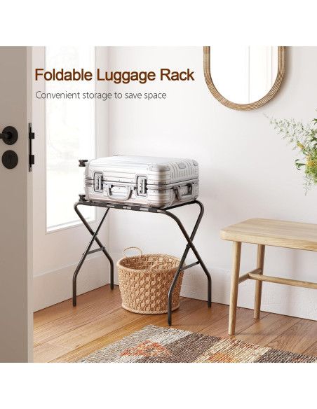 Soporte para Equipaje Plegable AMHANCIBLE Negro Juego de 2 Soporte para Equipaje Plegable AMHANCIBLE Negro Juego de 2