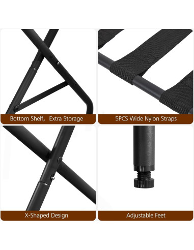 Soporte para Equipaje Plegable AMHANCIBLE Negro Juego de 2
