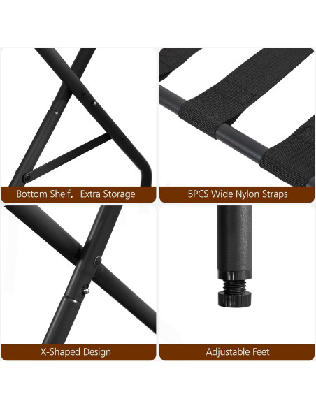 Soporte para Equipaje Plegable AMHANCIBLE Negro Juego de 2 Soporte para Equipaje Plegable AMHANCIBLE Negro Juego de 2