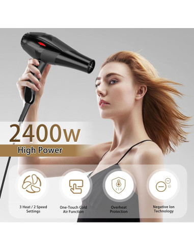 Secador de Pelo Profesional Conhaze 2400W Iónico con Difusor