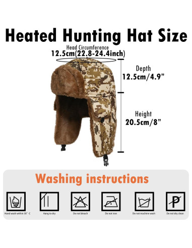Gorro Trapper Calentado con Batería Recargable 7.4V Camuflaje