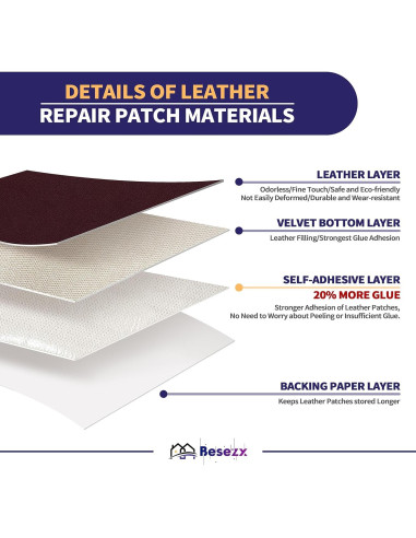 Kit de Cinta Reparación de Cuero Besezx 40.6x76.2cm Burdeos