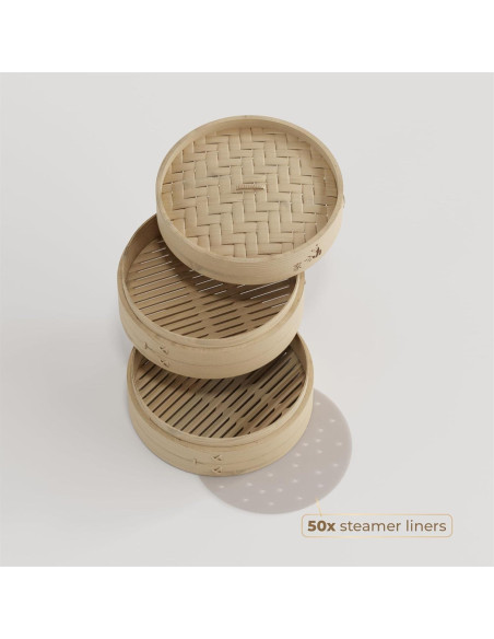 Cesta de Vapor de Bambú Prime Home Direct 20.32 cm 2 Niveles Cesta de Vapor de Bambú Prime Home Direct 20.32 cm 2 Niveles