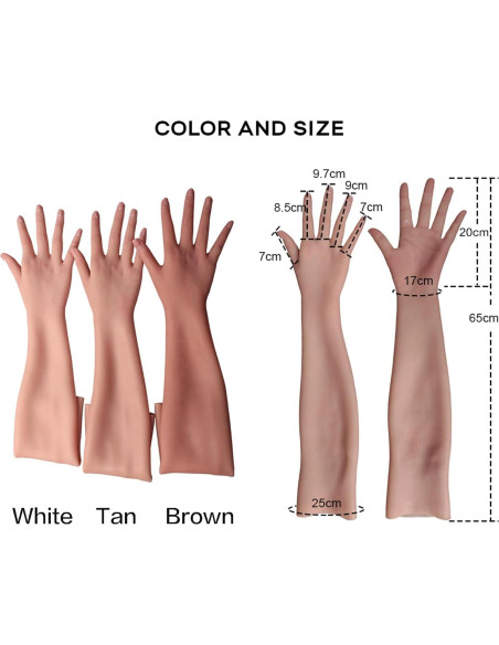 Guantes de Silicona EQAIWUJIE Femeninos Realistas Marrón Guantes de Silicona EQAIWUJIE Femeninos Realistas Marrón