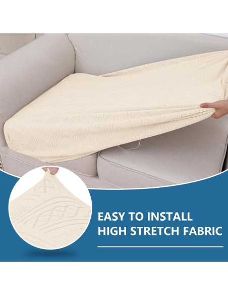 Fundas de Cojín de Sofá Elásticas Hyha 2PC Beige Antideslizantes Fundas de Cojín de Sofá Elásticas Hyha 2PC Beige Antideslizantes