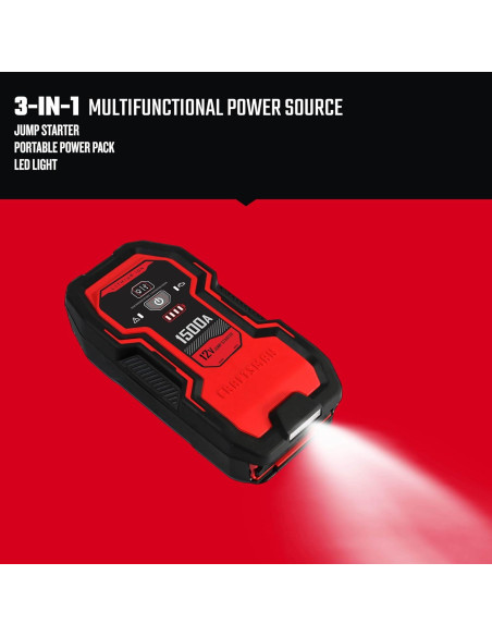 CRAFTSMAN Arrancador de Salto 1500A Litio 12V USB LED CRAFTSMAN Arrancador de Salto 1500A Litio 12V USB LED