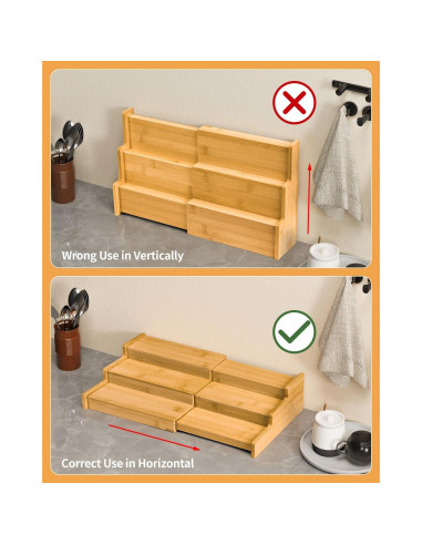 Organizador de Especias VenDotbi de Bambú Expandible 3 Niveles