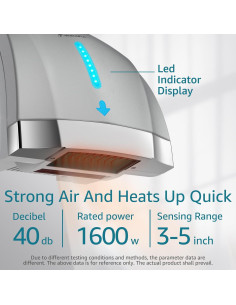 Secador de Manos Eléctrico Modunful Plata 1600W Sin Contacto 2