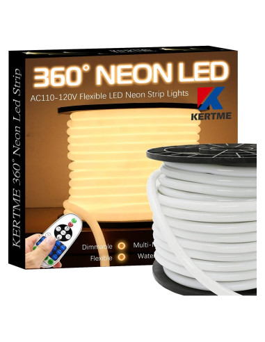 Tira de Luz LED NEON KERTME 5m Blanco Cálido 360 Dimmable