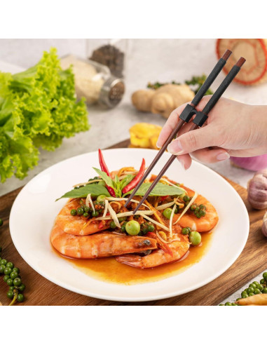 6 Ayudantes de Palillos Reutilizables Bremorou - Entrenador Negro