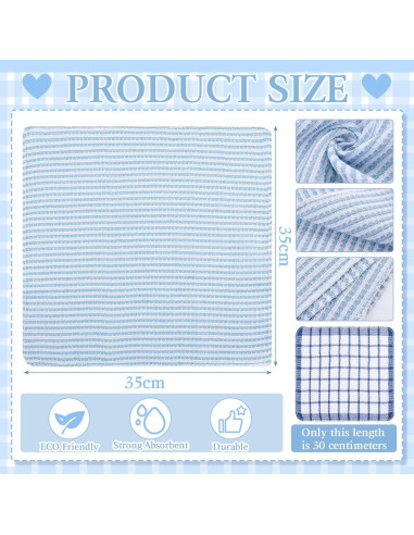 Paños de Cocina Patelai 12 Pcs Algodón Azul 35.1x35.1 cm
